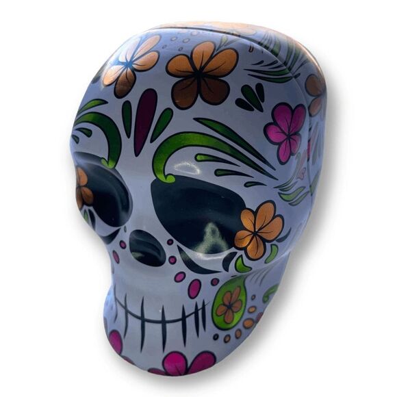Dia De Los Muertos Day of the Dead Metal Skull Box - Picture 1 of 9